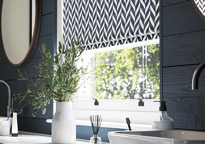 Chevron Stripe, Navy - Motorised Roman Blind - Image 5